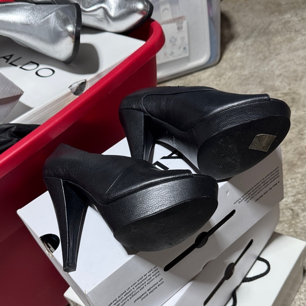 Aldo Black Peep-Toe Platform Heels - Picture 4 of 4